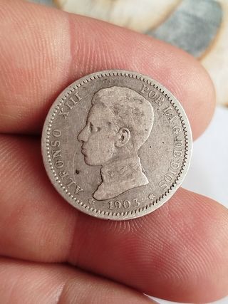 1 peseta 1903 España moneda de plata