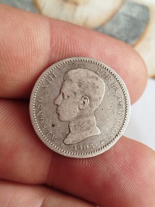 1 peseta 1903 España moneda de plata