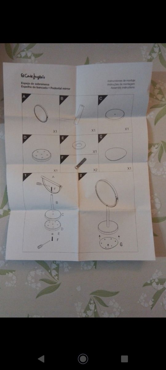 Specchio da tavolo, con piedistallo CORTE INGLES