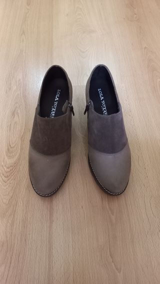 Botín zapato piel tacón, marrón nuevos, num. 38