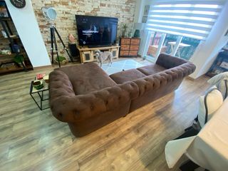 Sofa cama chesterfield con chaise longue