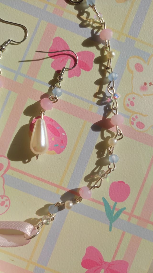 Kawaii Sylveon inspired jewelry set