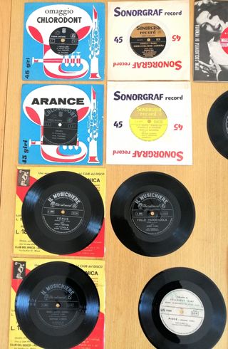 Lotto di 14 "Flexi Disk" vintage a 45 giri.