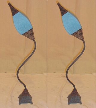 Coppia lampade in ferro e corda