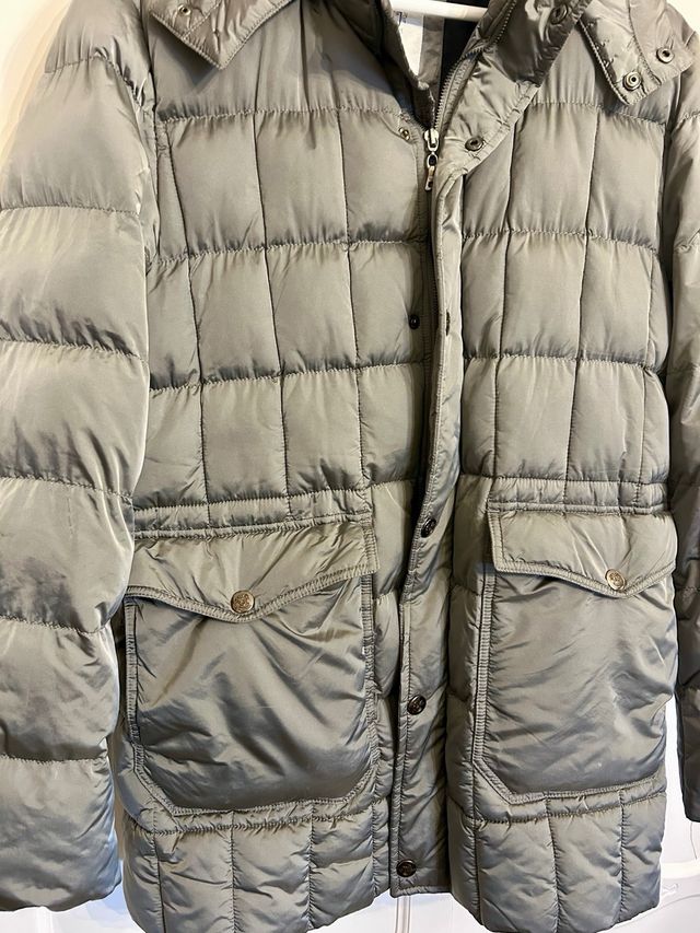 Abrigo plumas gris plata Damat