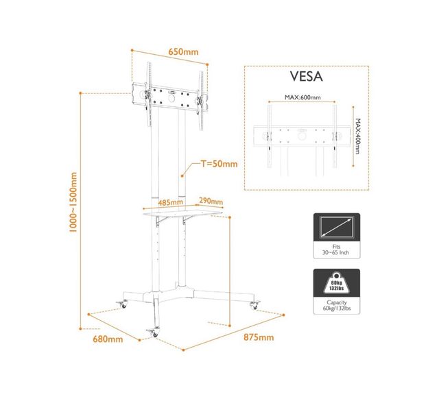 Soporte TV Stand con ruedas