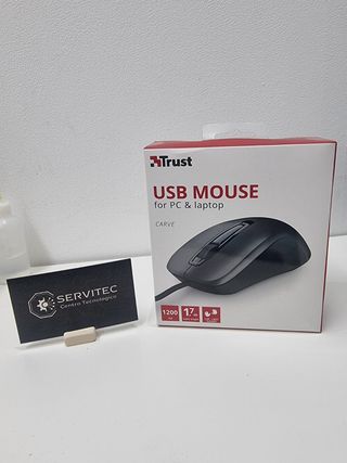 Trust Carve Raton Óptico con Cable -Conexión USB