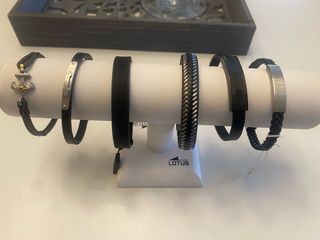 Pulseras De de Hombre de acero y cuero negro