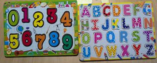 2 Puzzle Alfabeto Lettere e Numero legno
