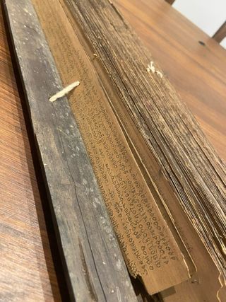 Manuscrito budista antiguo en hojas de palma