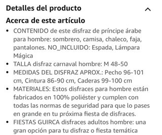 Disfraz carnaval aladdín genio árabe