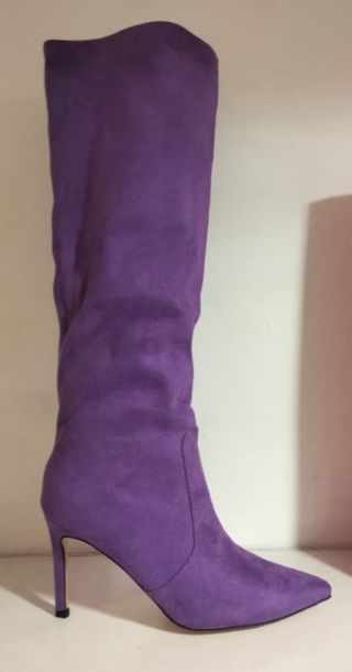Stivali a punta tacco alto eco camoscio Viola