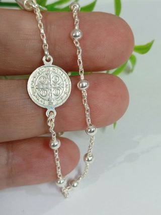 Pulsera Rosario San Benito Plata De Ley 925