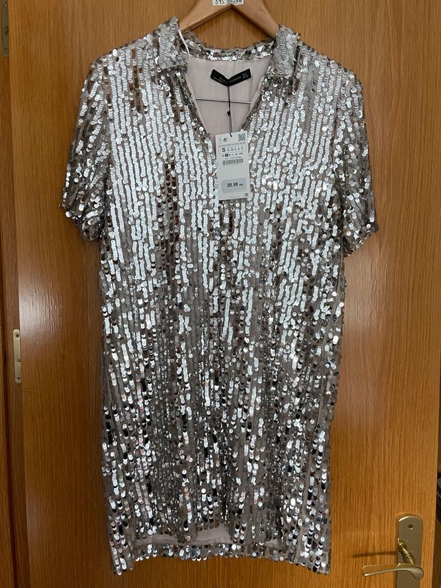 Vestido lentejuelas Zara tS
