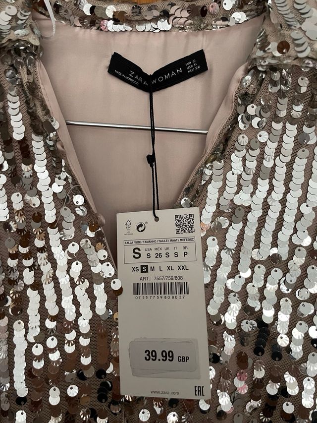 Vestido lentejuelas Zara tS