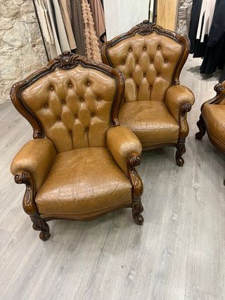 Sofa y dos butacas de piel vintage