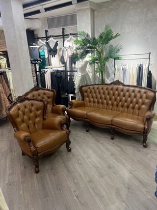 Sofa y dos butacas de piel vintage