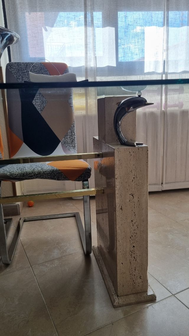 Mesa de mármol y cristal 