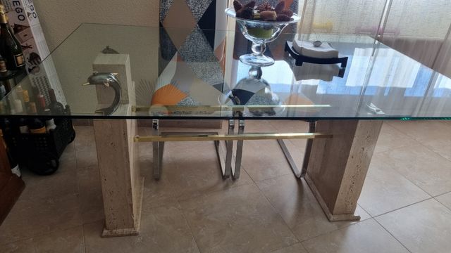 Mesa de mármol y cristal 