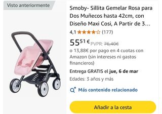 Carrito de muñecas gemelar