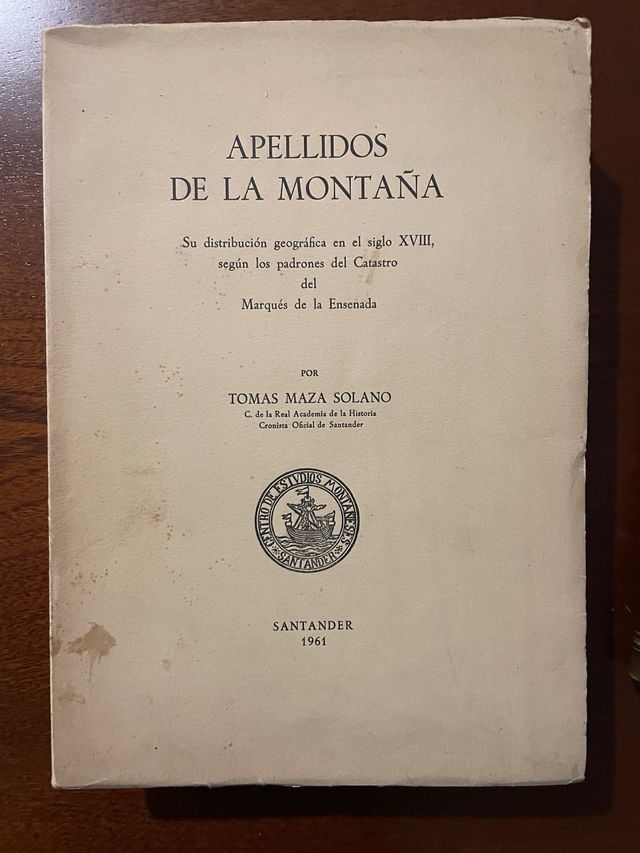 APELLIDOS DE LA MONTAÑA. Tomas MAZA SOLANO 1961