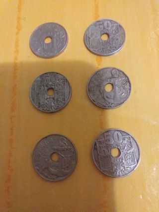 6 MONEDAS DE 50 CENTIMOS DEL AÑO 1963 .