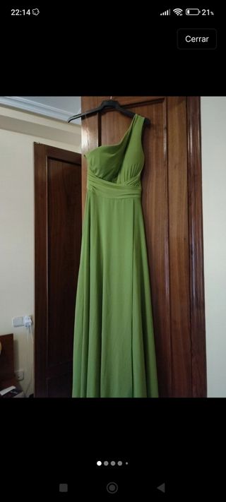 Vestido fiesta verde oliva