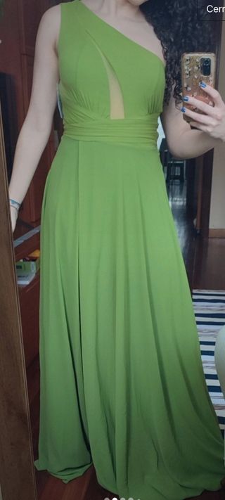 Vestido fiesta verde oliva