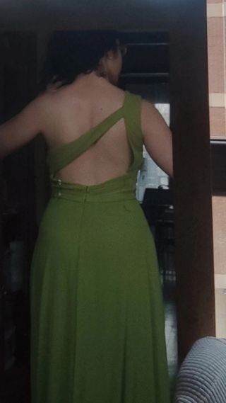 Vestido fiesta verde oliva