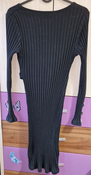 Vestido Negro Manga Larga Talla M Mujer