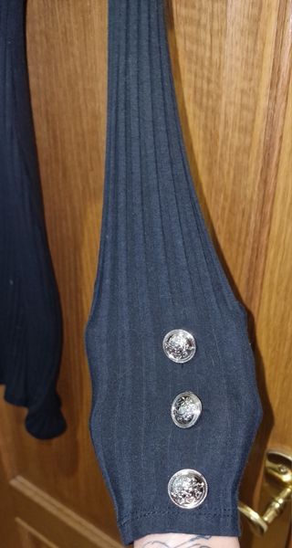 Vestido Negro Manga Larga Talla M Mujer