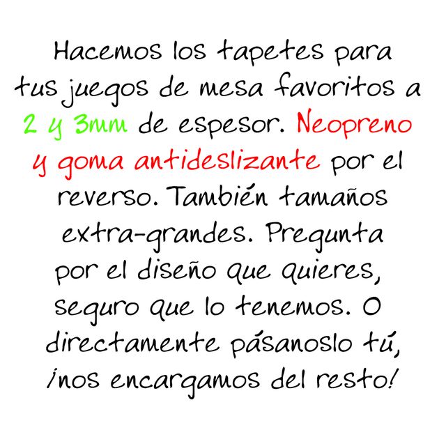 Tapetes para tus juegos de mesa en 2 y 3mm