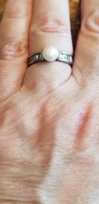 Anillo plata de ley,perla,circonitas