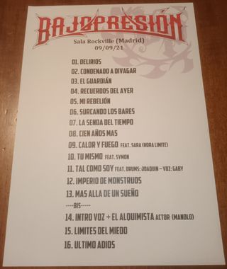 Setlist show BajopresióN 2021 en Madrid.