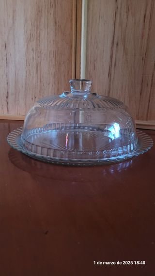 Tartera, quesera cristal, 33×15cm, nueva