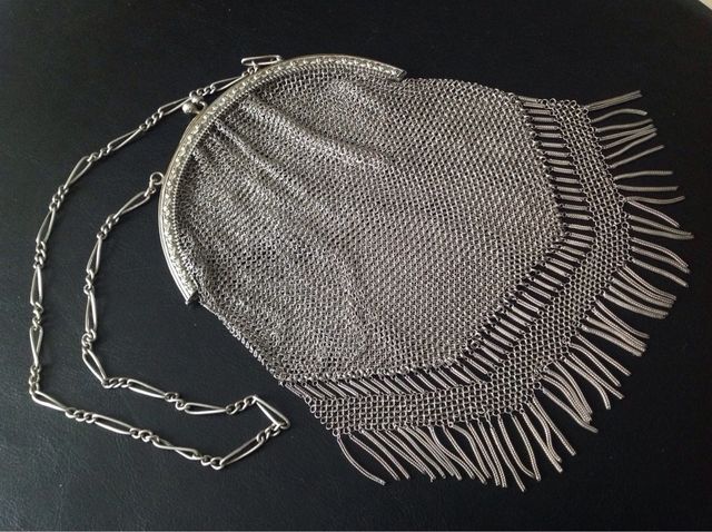 BOLSO MALLA PLATA MUY ANTIGUO
