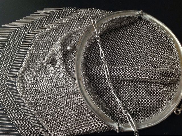 BOLSO MALLA PLATA MUY ANTIGUO