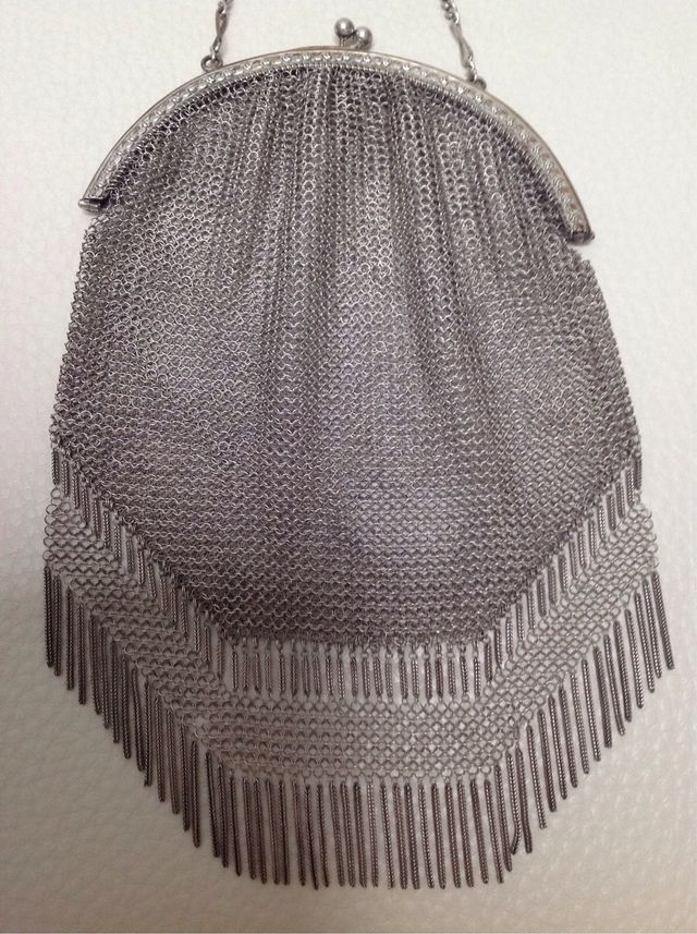 BOLSO MALLA PLATA MUY ANTIGUO