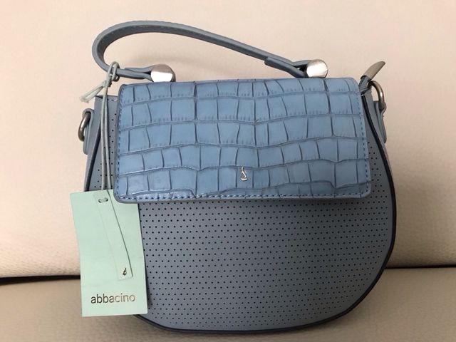 BOLSO ABBACINO CELESTE CON ASA Y BANDOLERA