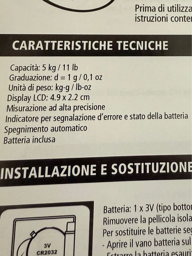 Bilancia elettronica da cucina