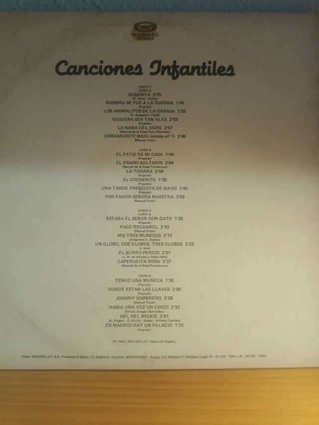 Canciones Infantiles vinilos LP