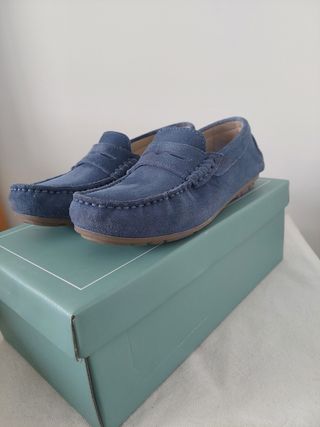 Zapatos mocasines serraje azul