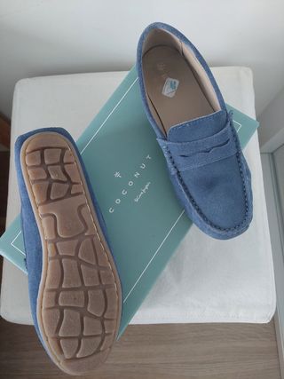 Zapatos mocasines serraje azul