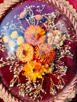 CUADRO VINTAGE OVALADO CON FLORES SECAS
