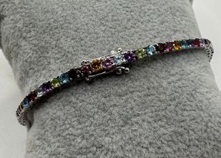 Pulsera riviere de 18 kt con gemas naturales