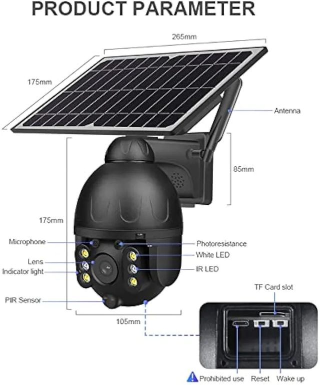 Telecamera PTZ solare Wi-Fi.