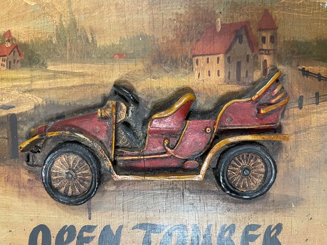 Quadro insegna vintage legno auto d'epoca