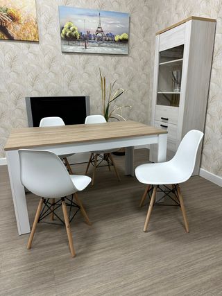 OFERTA PACK MESA+ 4 SILLAS Y MESA CENTRO ELEVABLE