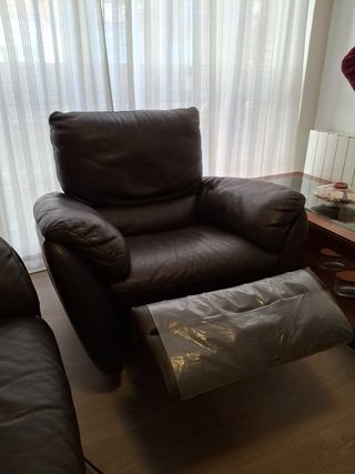 Sillón Butaca de piel marrón