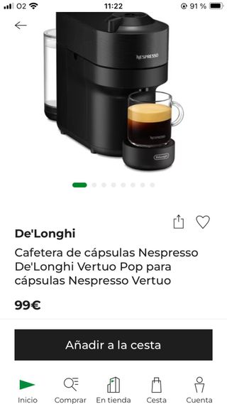 Cafetera De'Longhi Nespresso vertuo pop a estrenar
